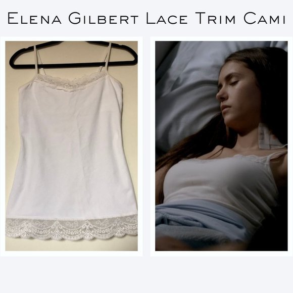 White Lace Trim Camisole ASO Elena Gilbert - Picture 1 of 6